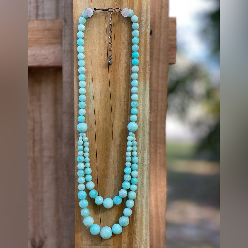 Jay King Mine Finds Peruvian Amazonite Multi Strand Necklace 21"